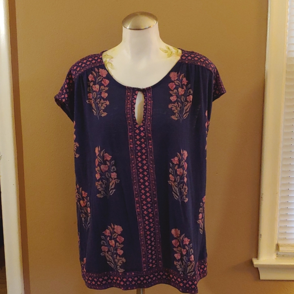 Lucky Brand Large Navy Blouse